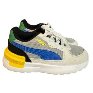 Puma Graviton AC Toddler Sneakers Grey Blue Yellow Green Athletic Shoes 9C